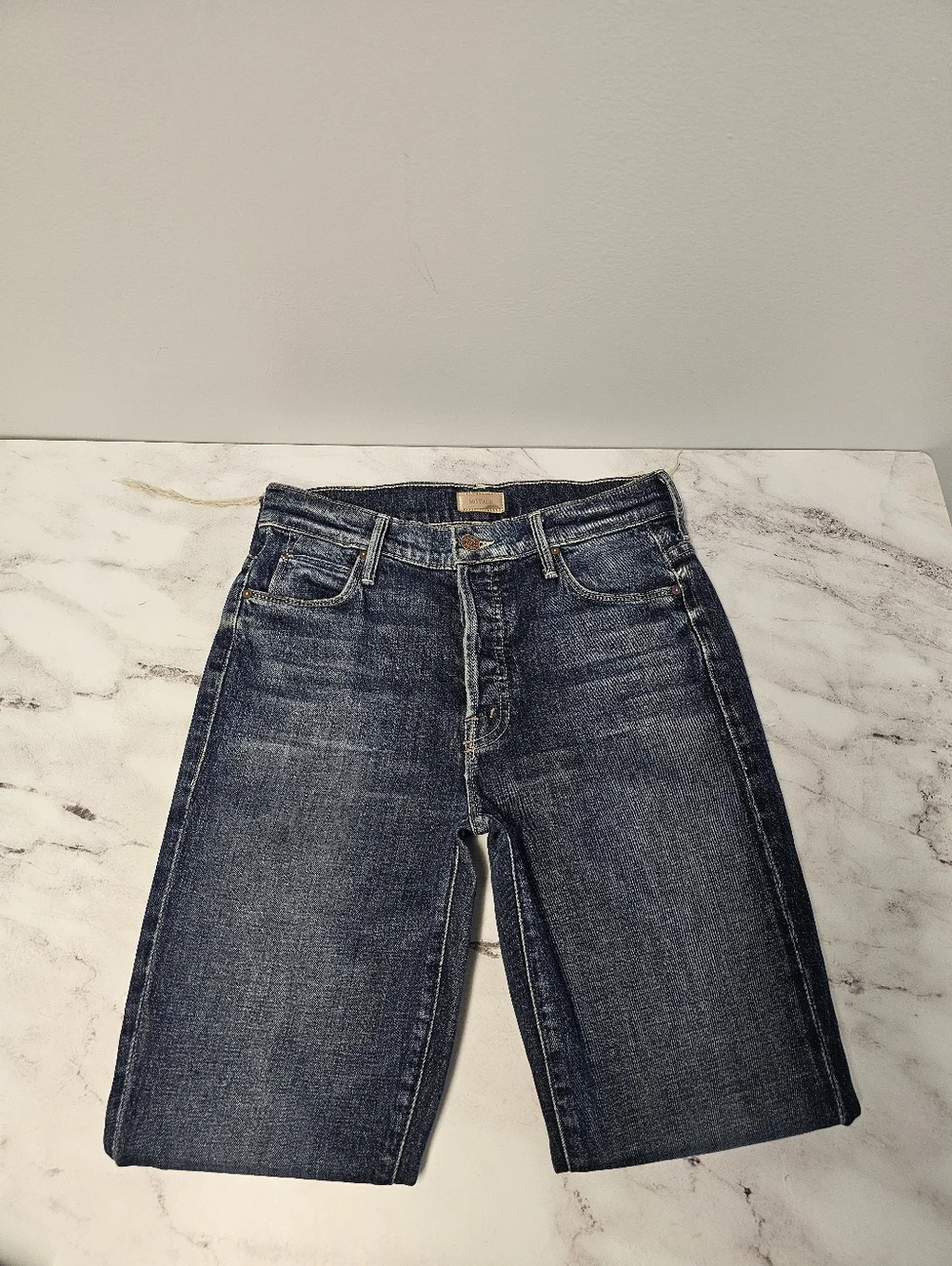 MOTHER The Stunner Fray High Rise  Roasting Nuts Blue Skinny Jeans 25 Preowned - Picture 5 of 11